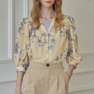 Women's Vintage-inspired 1940s Simple Retro Summer Blouse